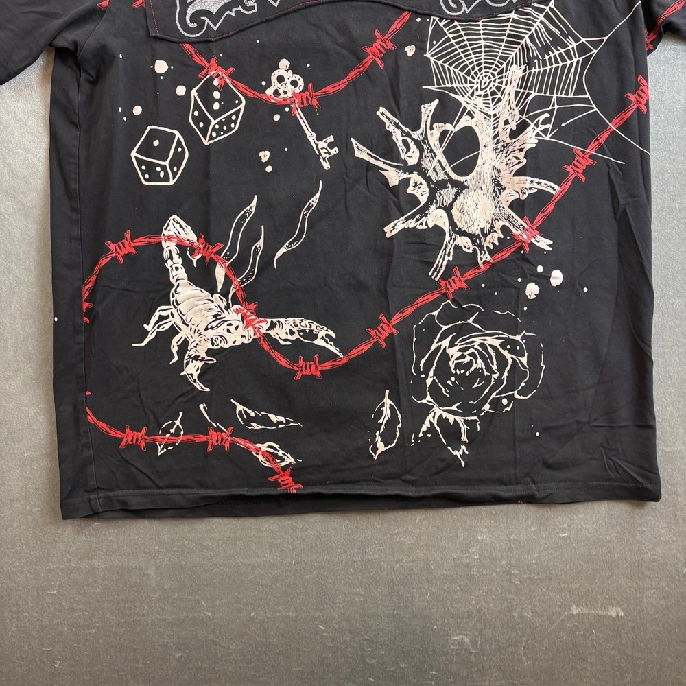 Smoke Rise Graphic T Shirt Black Y2K Barbed Wire Tee Men's Large - Picture 3 of 14